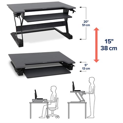 WorkFit-TL, Sit-Stand Desktop Workstation (black with grey surface)