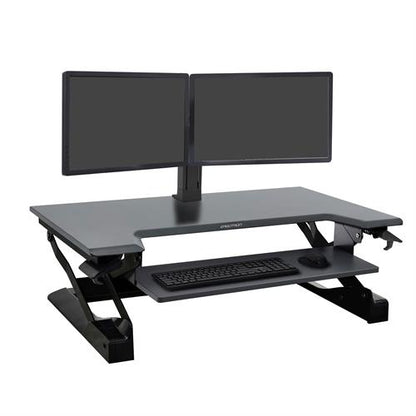 WorkFit-TL, Sit-Stand Desktop Workstation (black with grey surface)