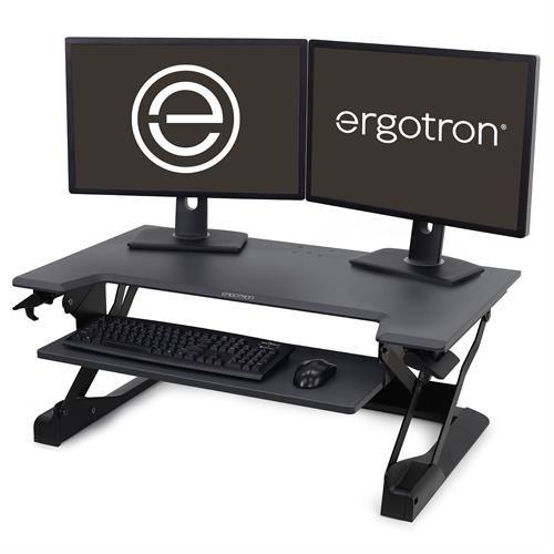 WorkFit-TL, Sit-Stand Desktop Workstation (black with grey surface)