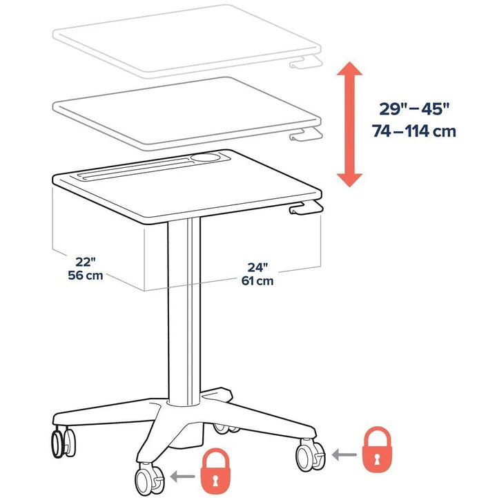 ERGOTRON LearnFit® Sit-Stand Desk, Short Mobile Student Desk