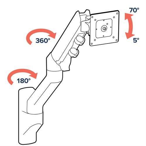 HX Wall Mount Monitor Arm (white) Heavy Monitor Mount - PART NUMBER: 45-478-216